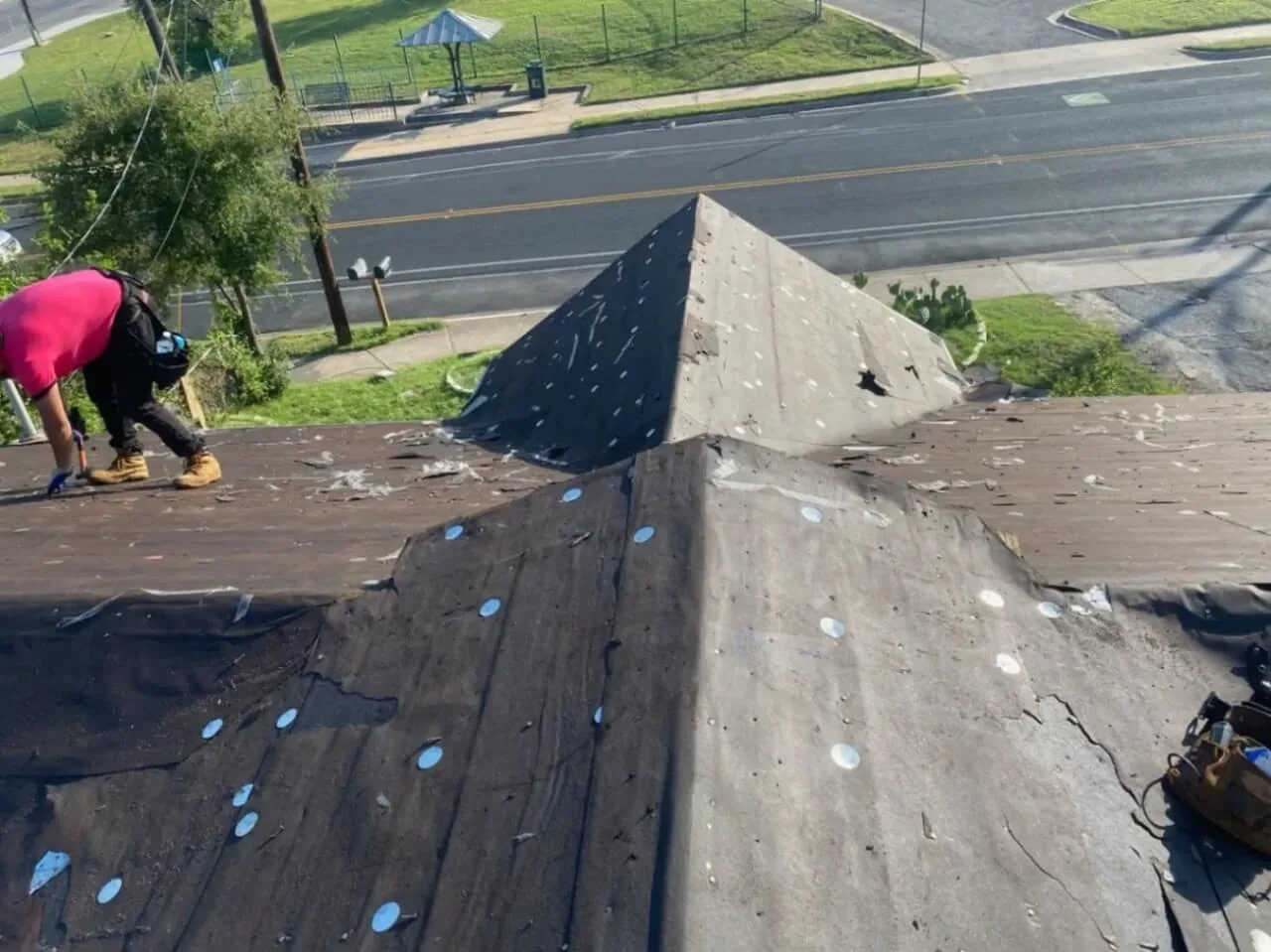 Old roof tear-off before replacement